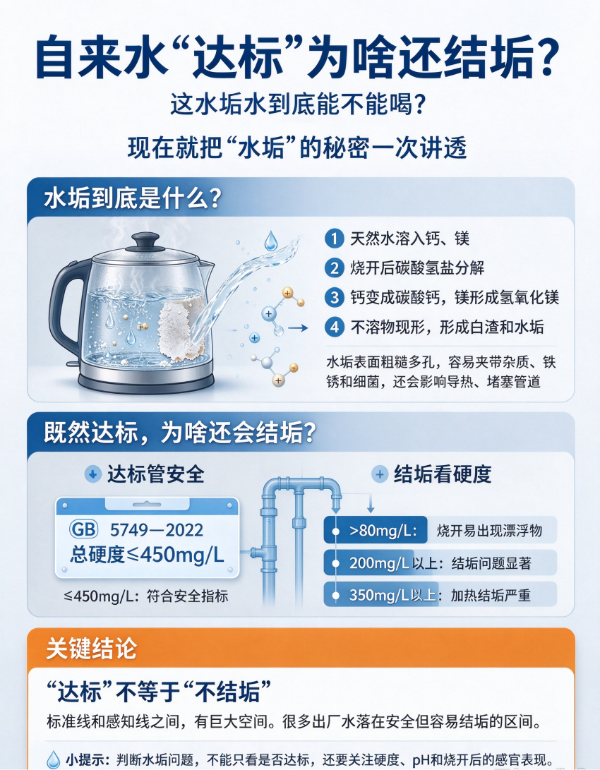 自来水“达标”为啥还结垢？这水垢水到底能不能喝？