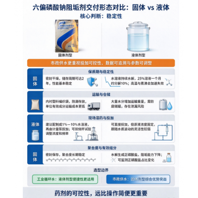 《六偏磷酸钠阻垢剂交付形态对比：固体 vs 液体